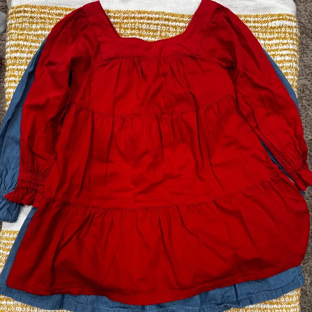 GAP Kids‎ Girls Bundle 2 Dresses Denim and Red Size Small